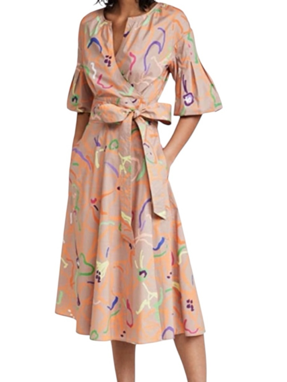 Tanya Taylor Frida Wrap midi Dress size 6